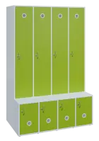 SSB - 180 - 120 šatní skříň s botníkem, 4-dvéřová, 1800x1200x400/600 mm, korpus bílý, dvířka jarní z